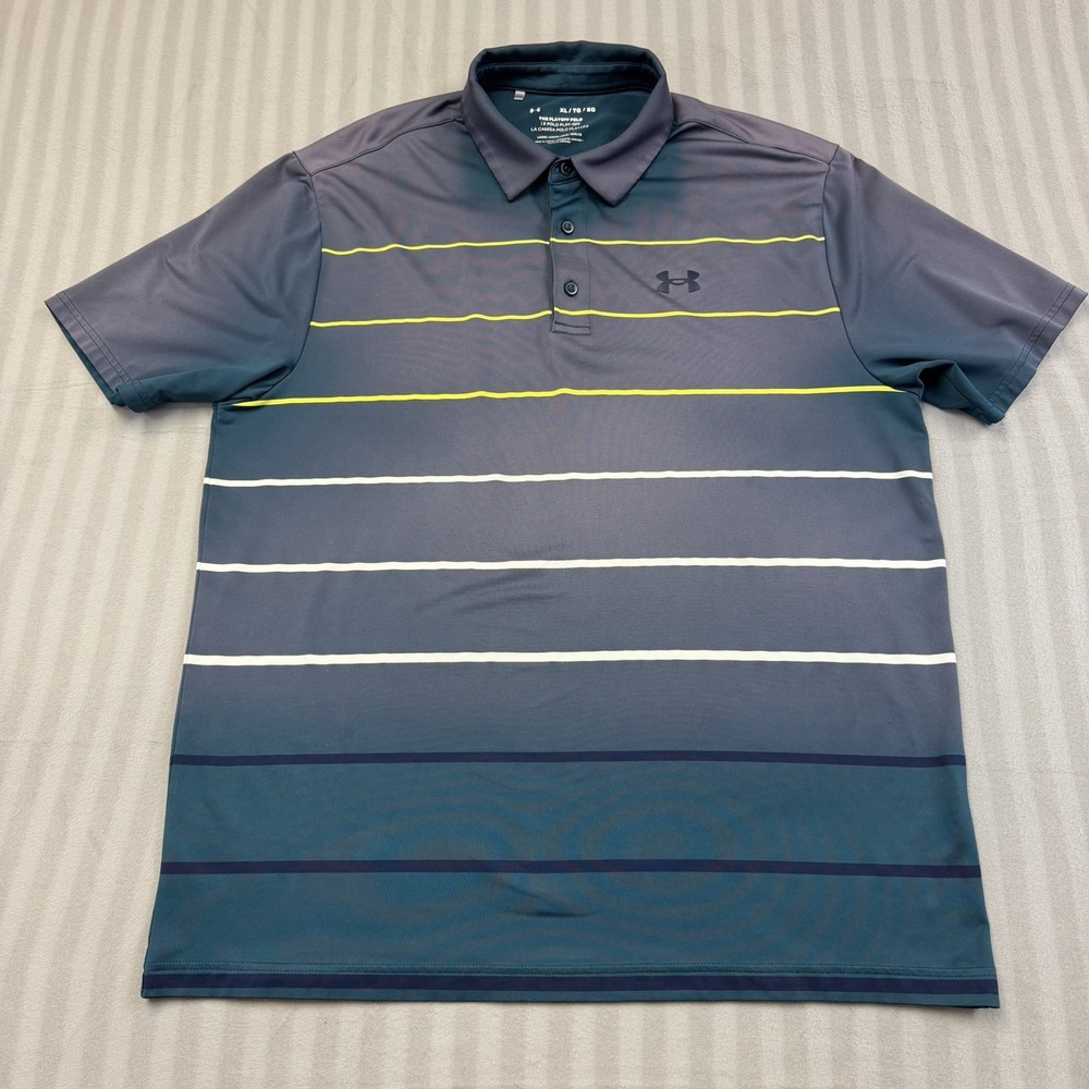 Under Armour The Playoff Polo Shirt Mens XL‎ Striped Golf Stretch
